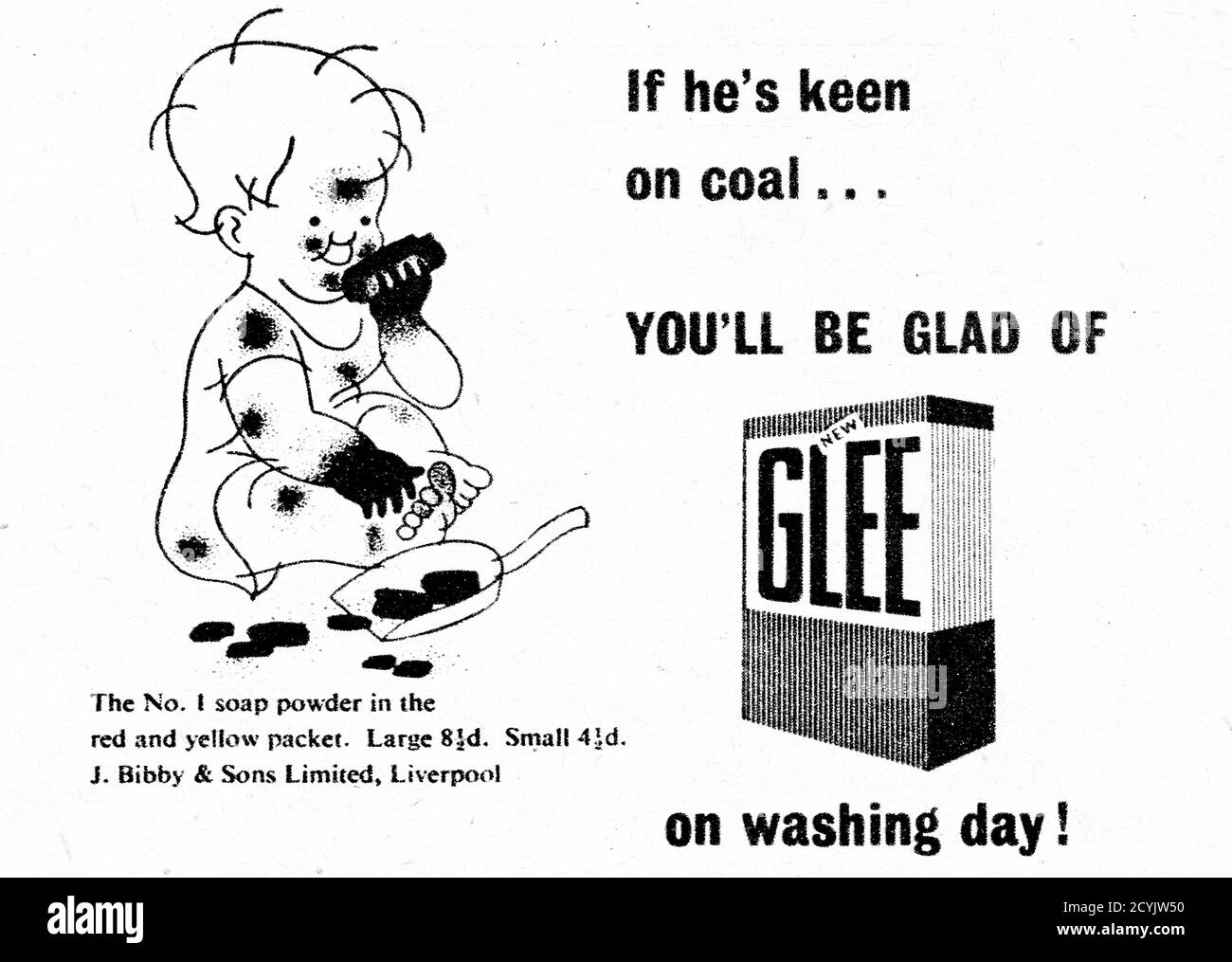 Pubblicità della rivista Glee sapone in polvere, 1940's. Foto Stock