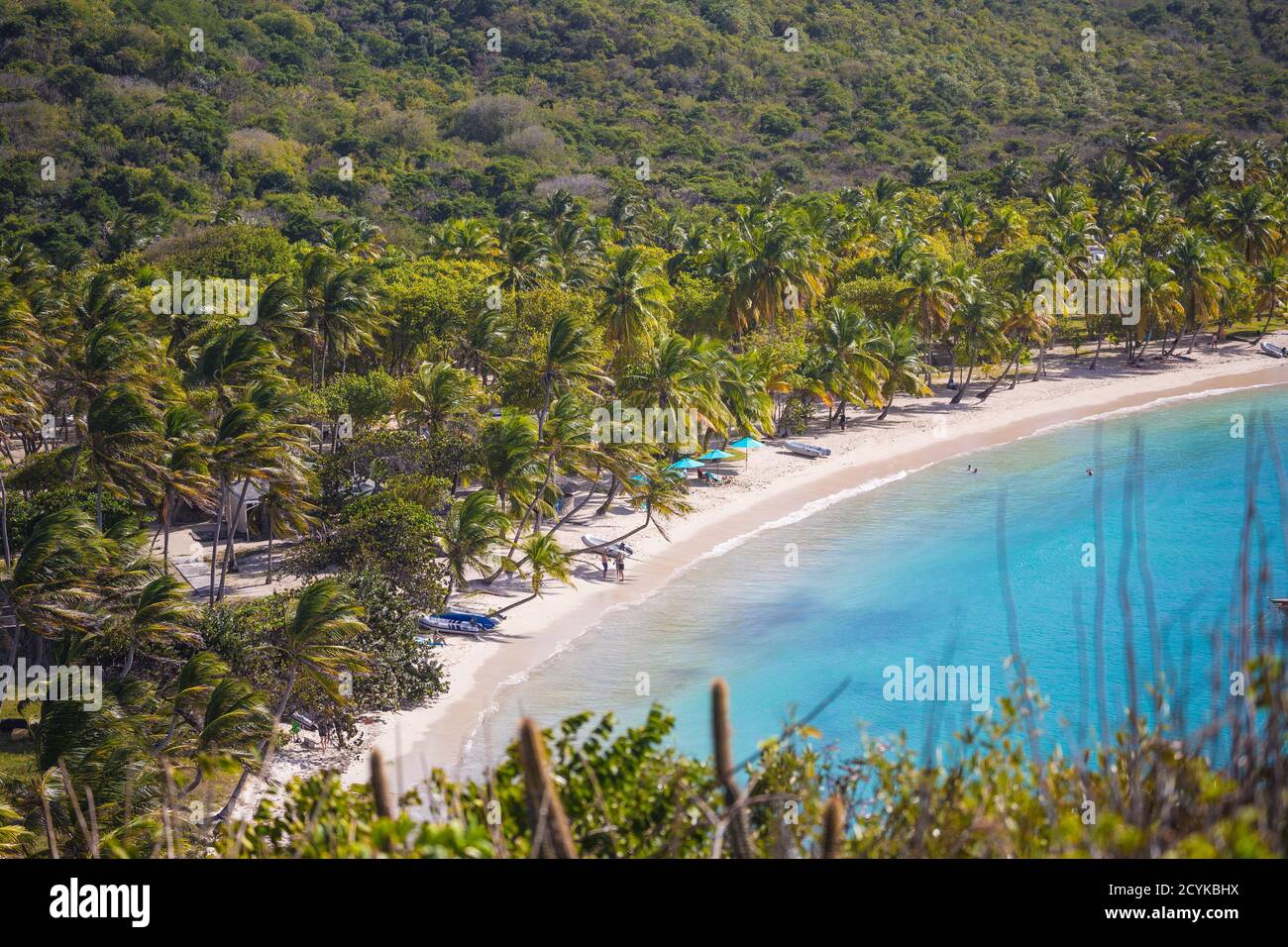 Saint Vincent e Grenadine, Mayreau, vista di Saltwhistle Bay Foto Stock