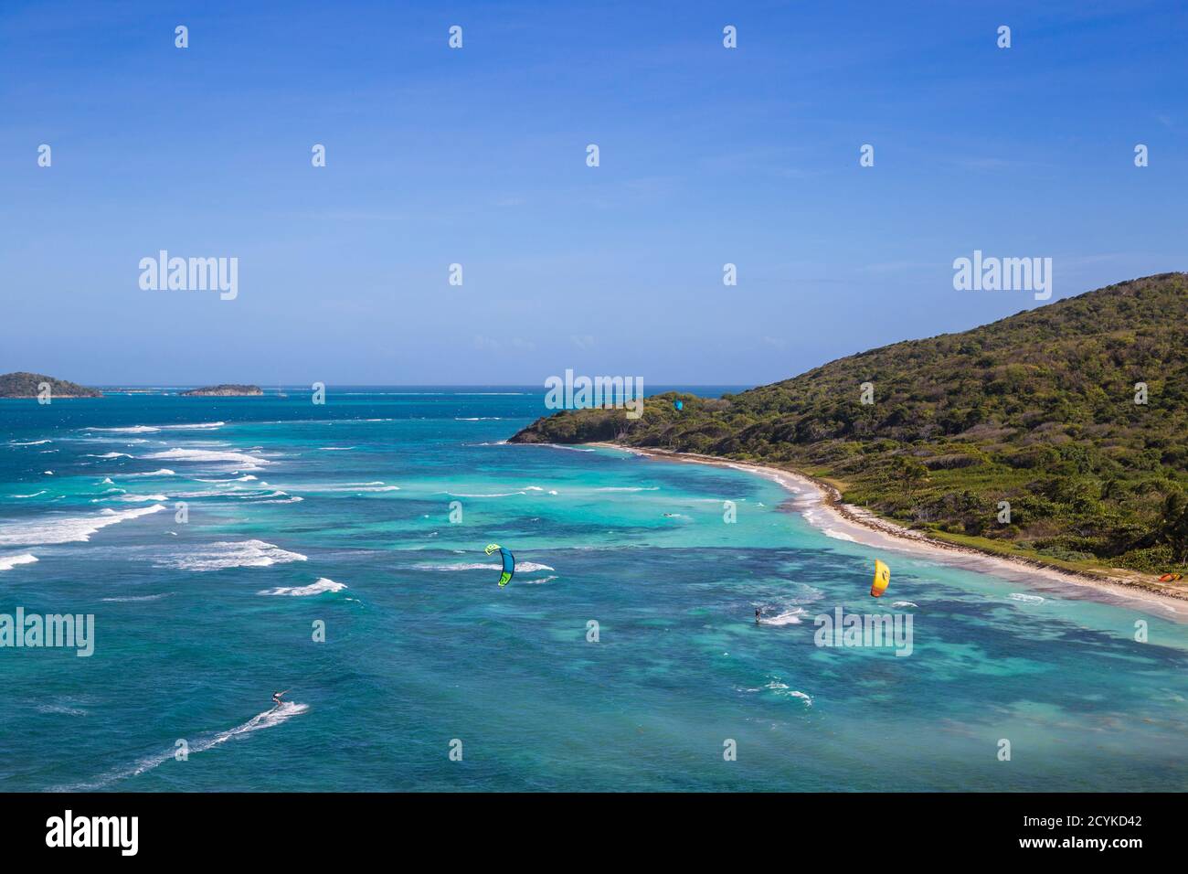 Saint Vincent e Grenadine, Mayreau, vista di Saltwhistle Bay Foto Stock