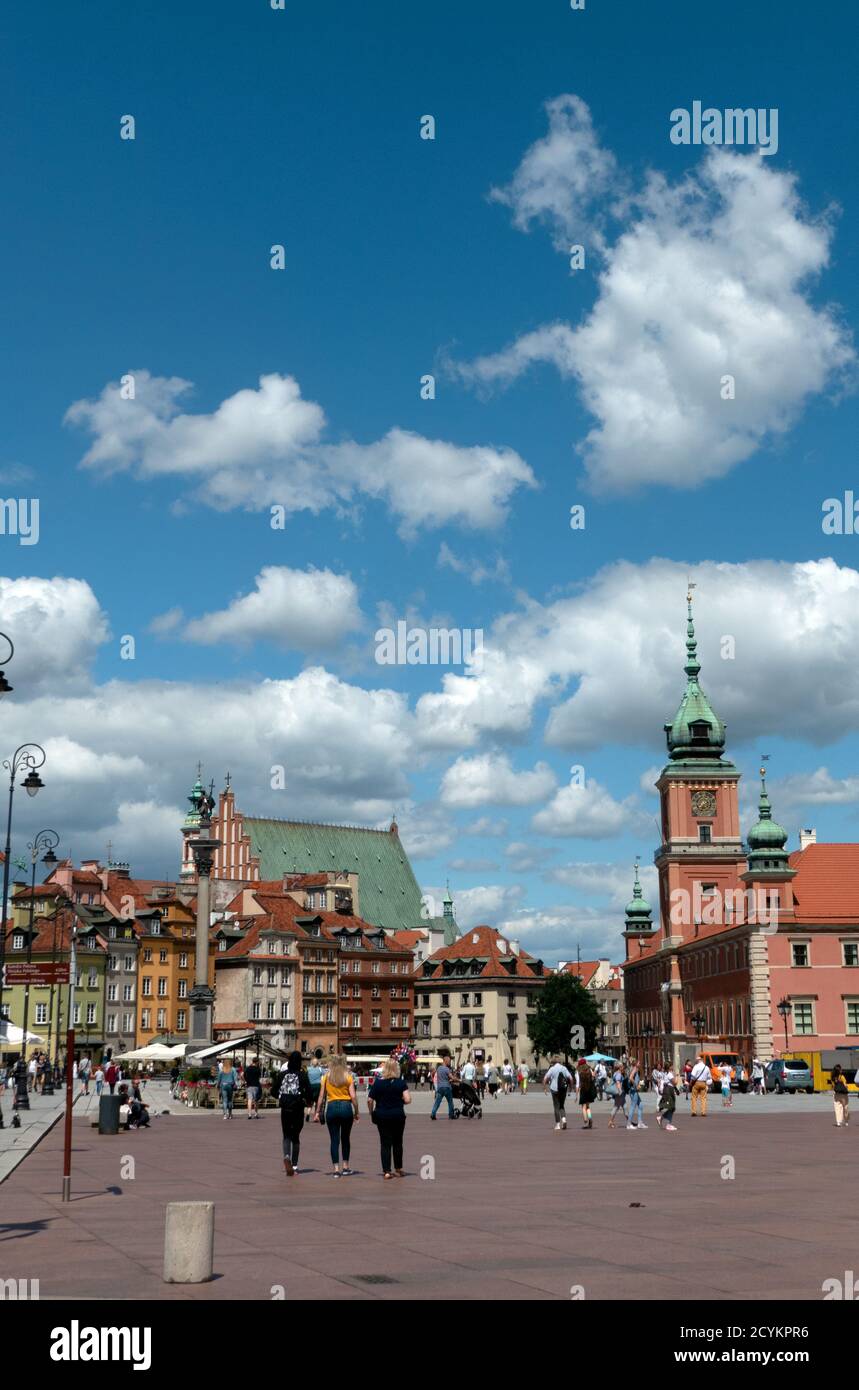 Piazza reale e Castello reale nella Città Vecchia di Varsavia, il centro storico di Varsavia, Polonia, Europa. Patrimonio dell'umanità dell'UNESCO Foto Stock