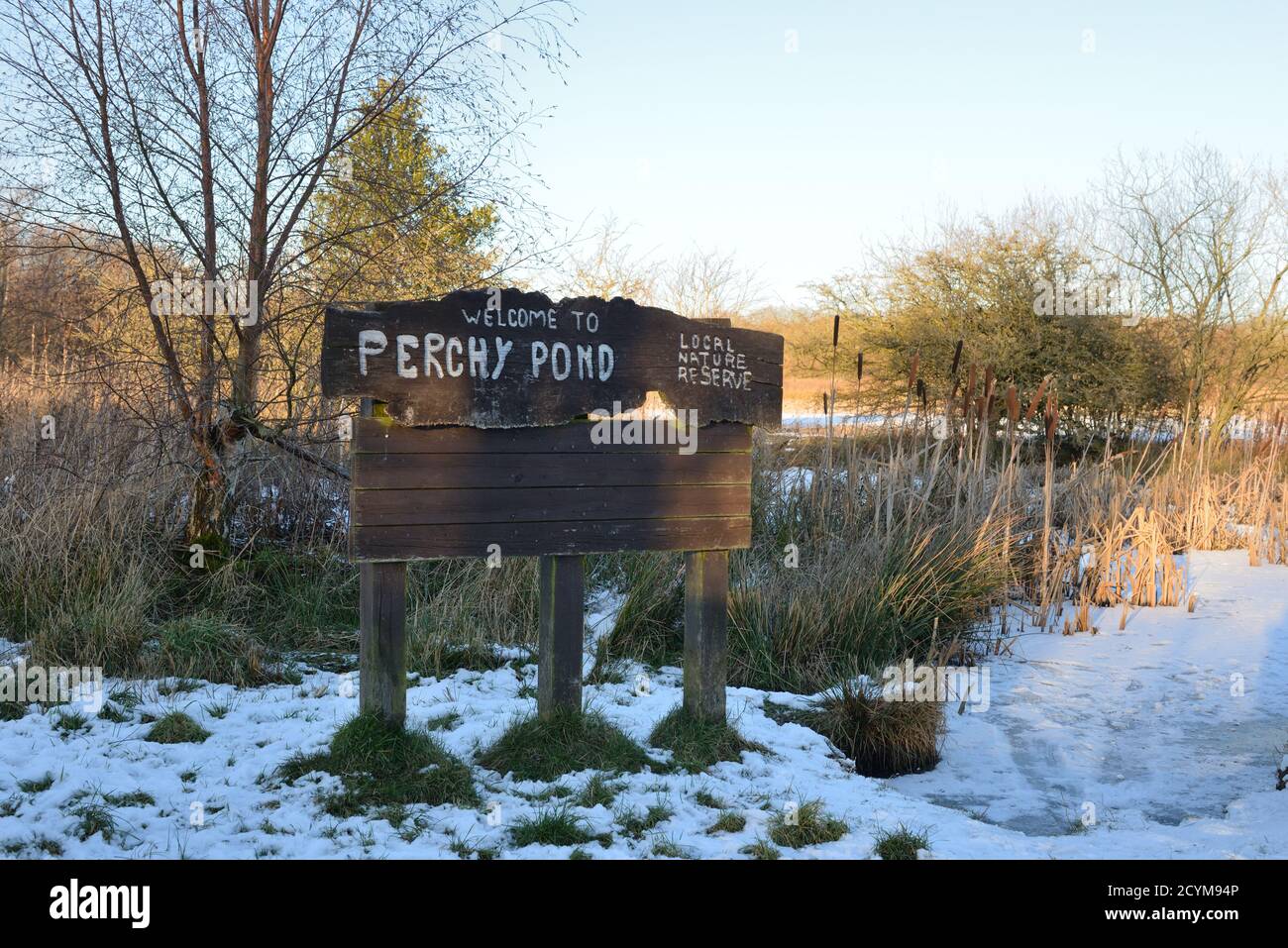 Perchy Pond e Greenhead Moss, vicino a Wishaw, formano una riserva naturale locale nel Lanarkshire settentrionale, Scozia, Regno Unito Foto Stock