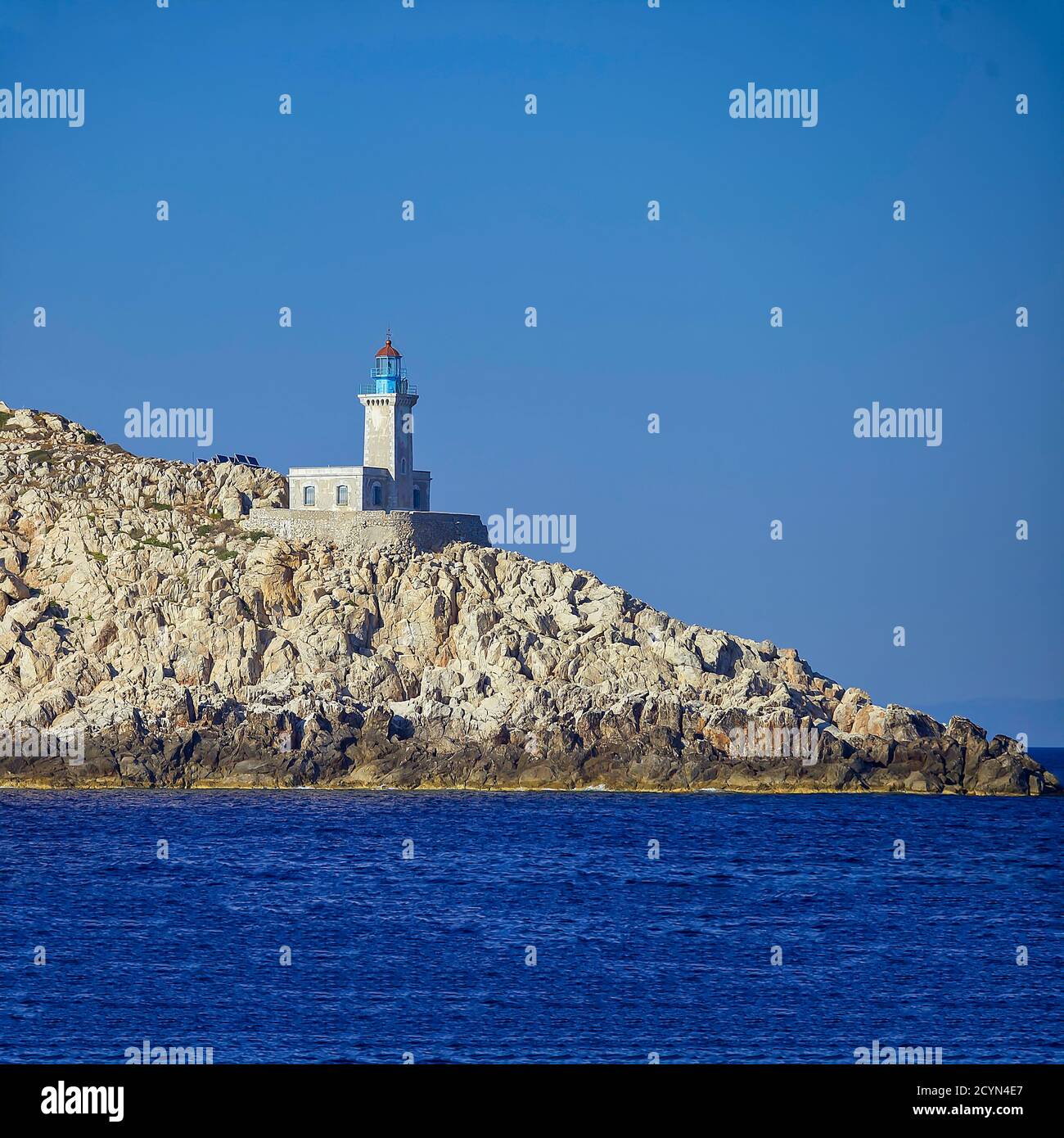 Faro nel Peloponneso in Grecia.immagine d'archivio. Foto Stock