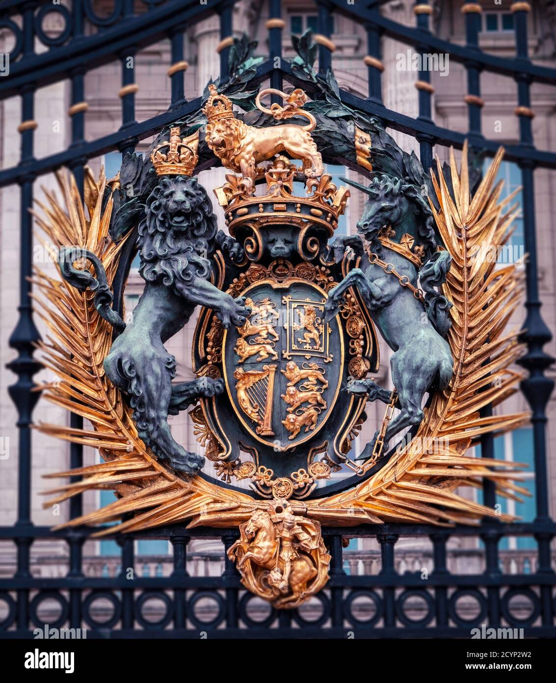 Lo stemma della monarchia inglese. Foto Stock