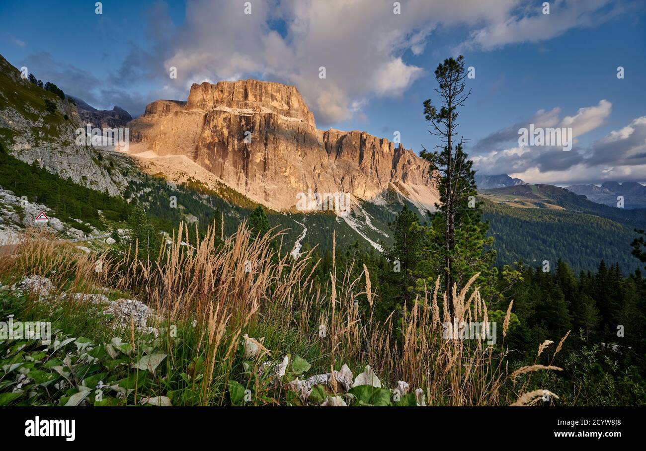 Gruppo Sella, Sass Pordoi Pordoijoch, Passo Pordoi, Val di Fassa, Fassatal Alto Adige, Italia Foto Stock