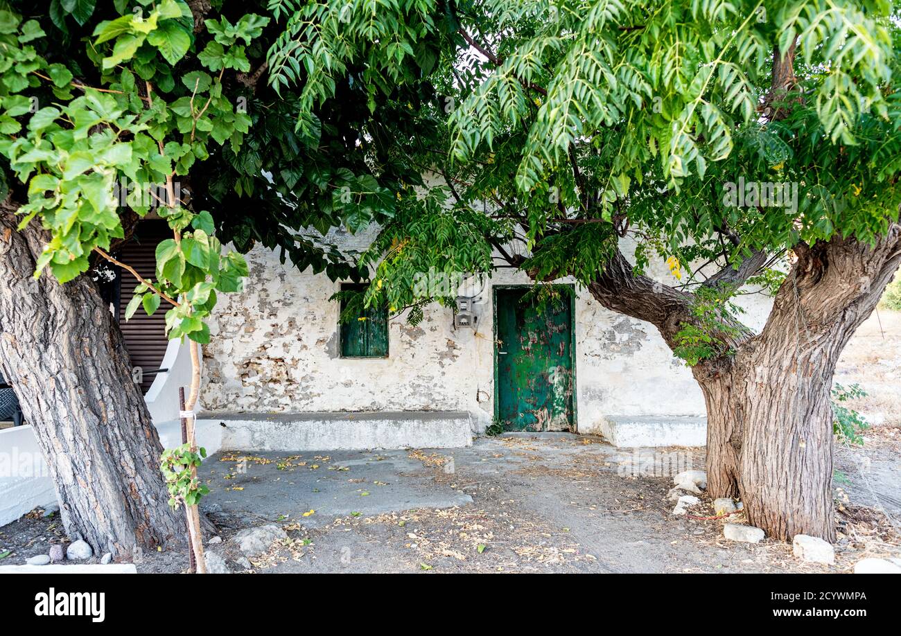 Vecchia casa greca a Haraki Rodi Grecia Foto Stock