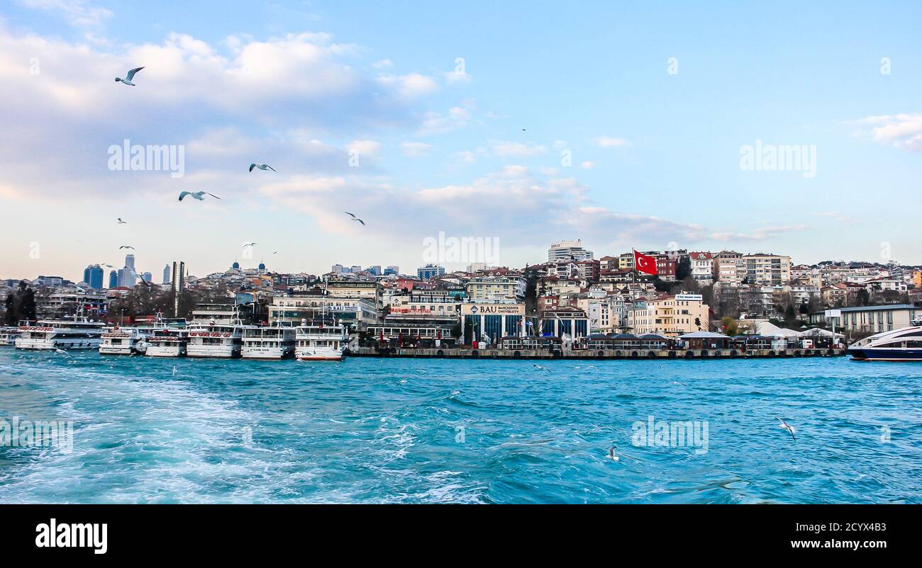 Vista di Istanbul e dello stretto del Bosforo. Turchia Foto Stock