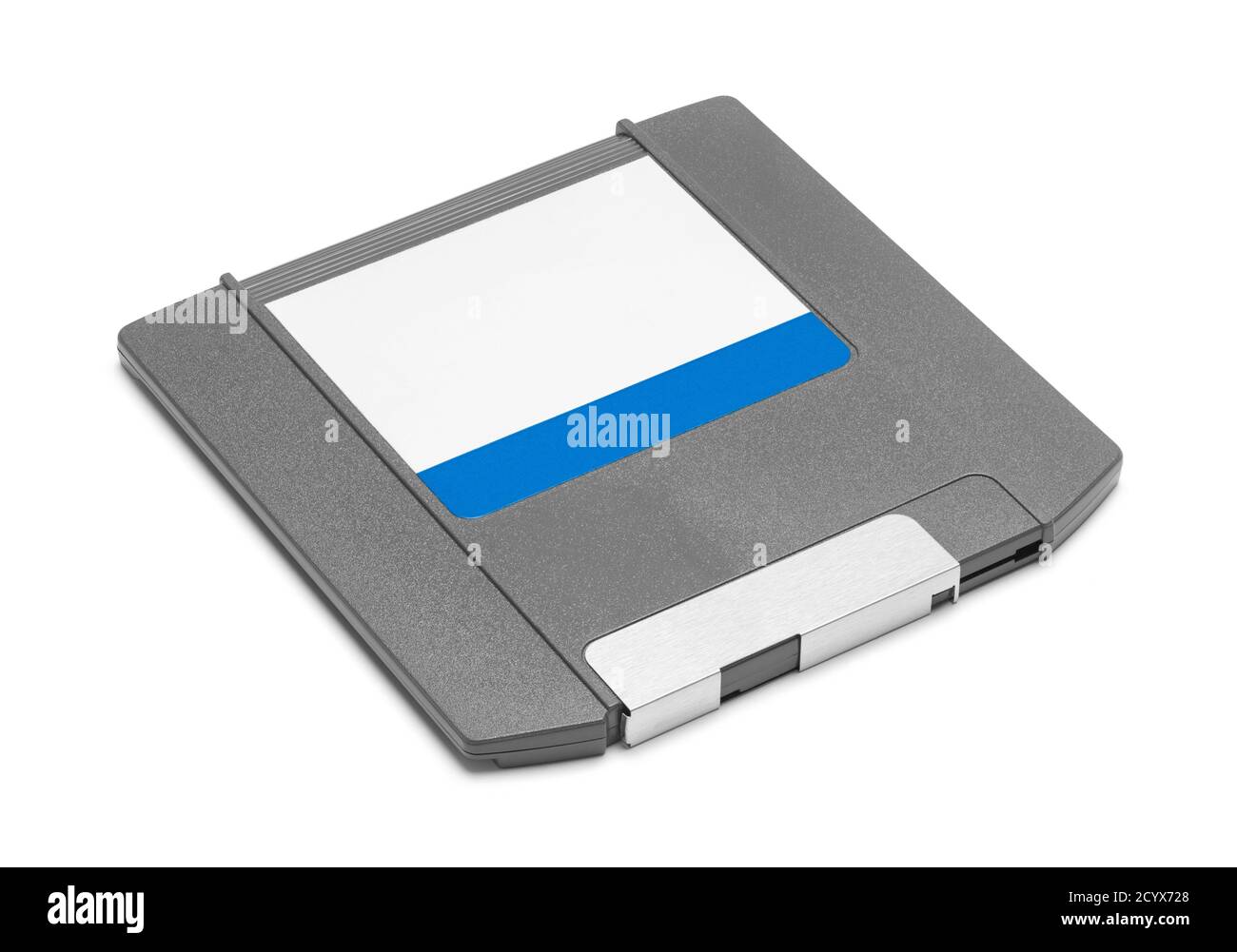 Disco floppy del computer isolato su sfondo bianco. Foto Stock