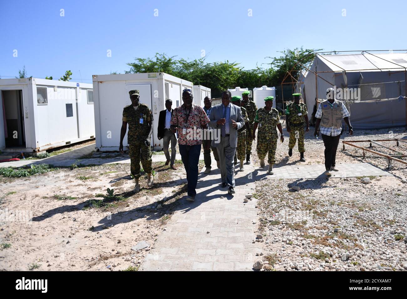 Il 19 settembre 2018 l'ambasciatore Francisco Madeira, rappresentante speciale della Commissione dell'Unione africana per la Somalia, ha effettuato una visita all'aeroporto internazionale di Mogadiscio (mia) nell'ambito degli sforzi volti a valutare la sicurezza e le infrastrutture per le operazioni dell'aeroporto. Foto Stock