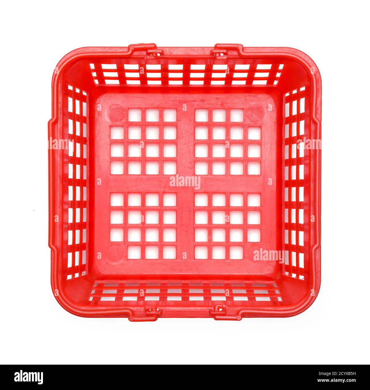 Red Empty Shopping Basket Top View isolato su bianco. Foto Stock Red Empty Shopping Basket Top View isolato su bianco. Foto Stock