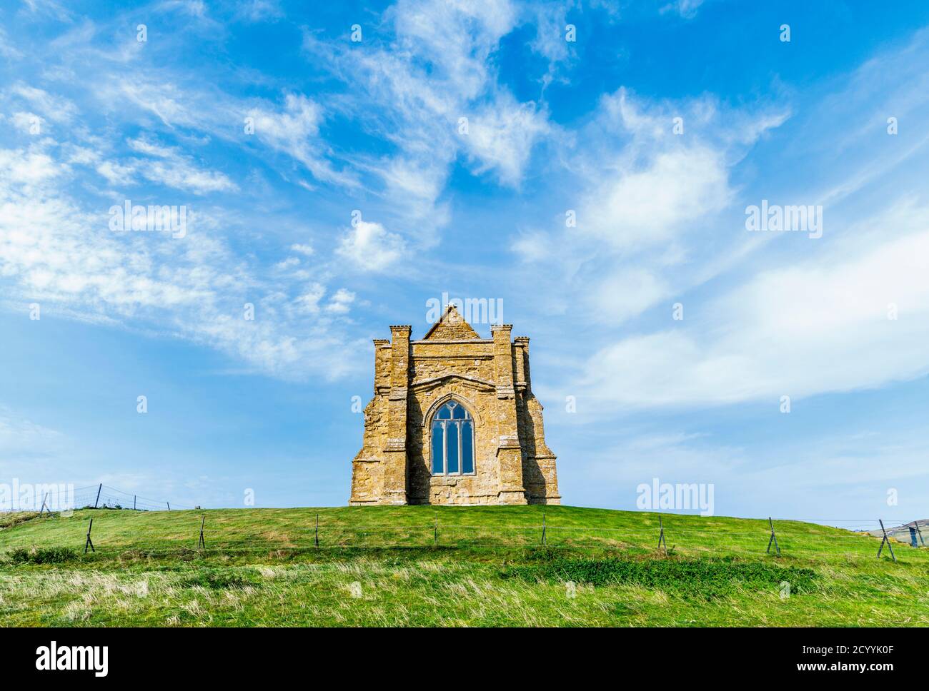 Cappella di Santa Caterina, una piccola cappella su una collina sopra il villaggio di Abbotsbury in Dorset, Inghilterra sud-occidentale, dedicata a Santa Caterina d'Alessandria Foto Stock