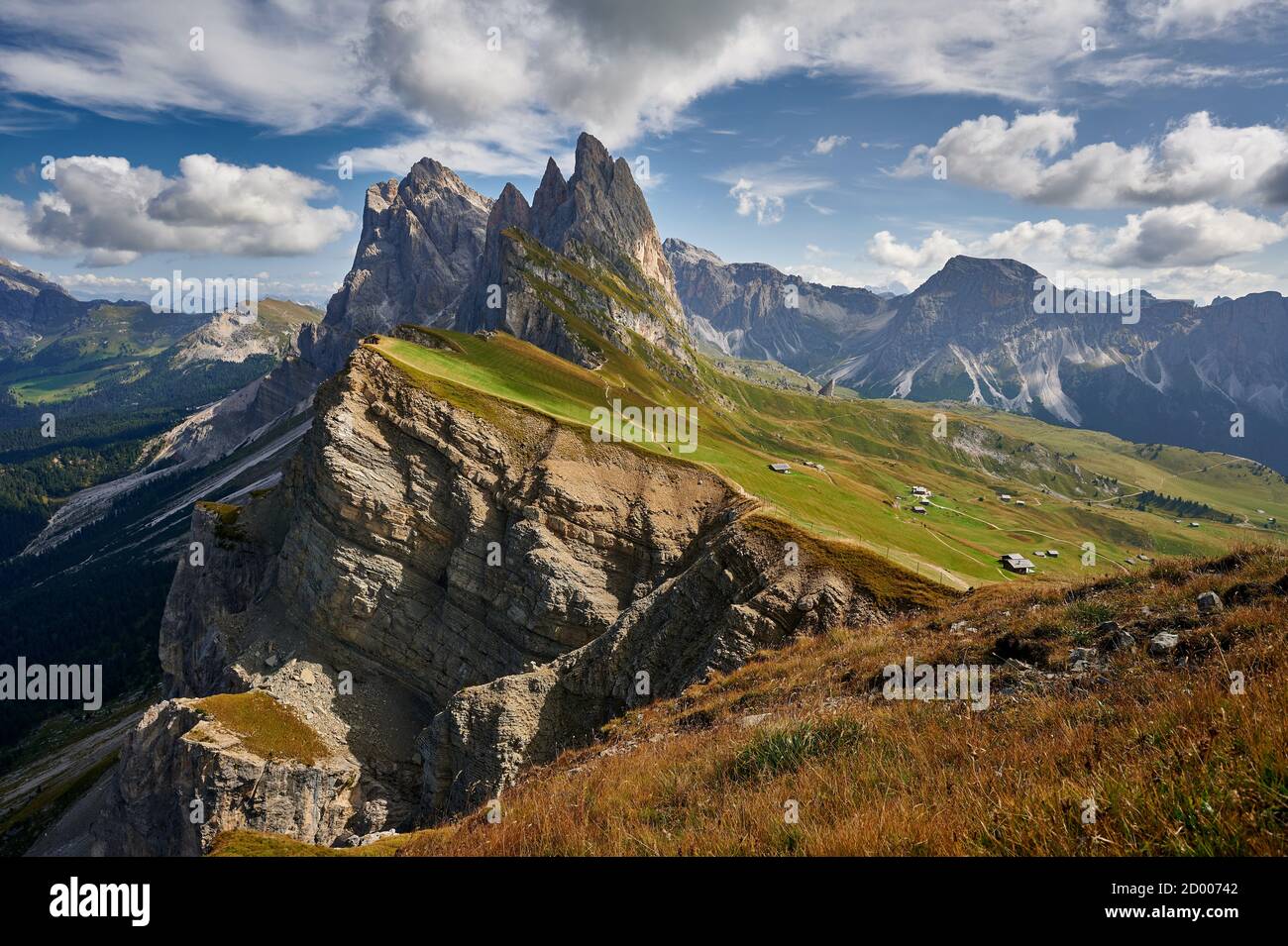 Seceda, parco naturale Puez-Geisler, San Ulrich, Alto Adige, Italia Foto Stock