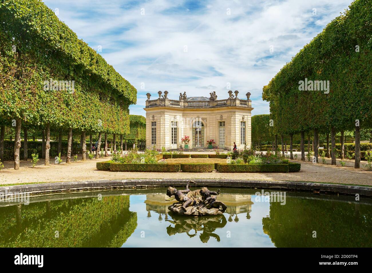 Il Padiglione Francese e il Giardino Francese al Petit Trianon A Versailles Foto Stock