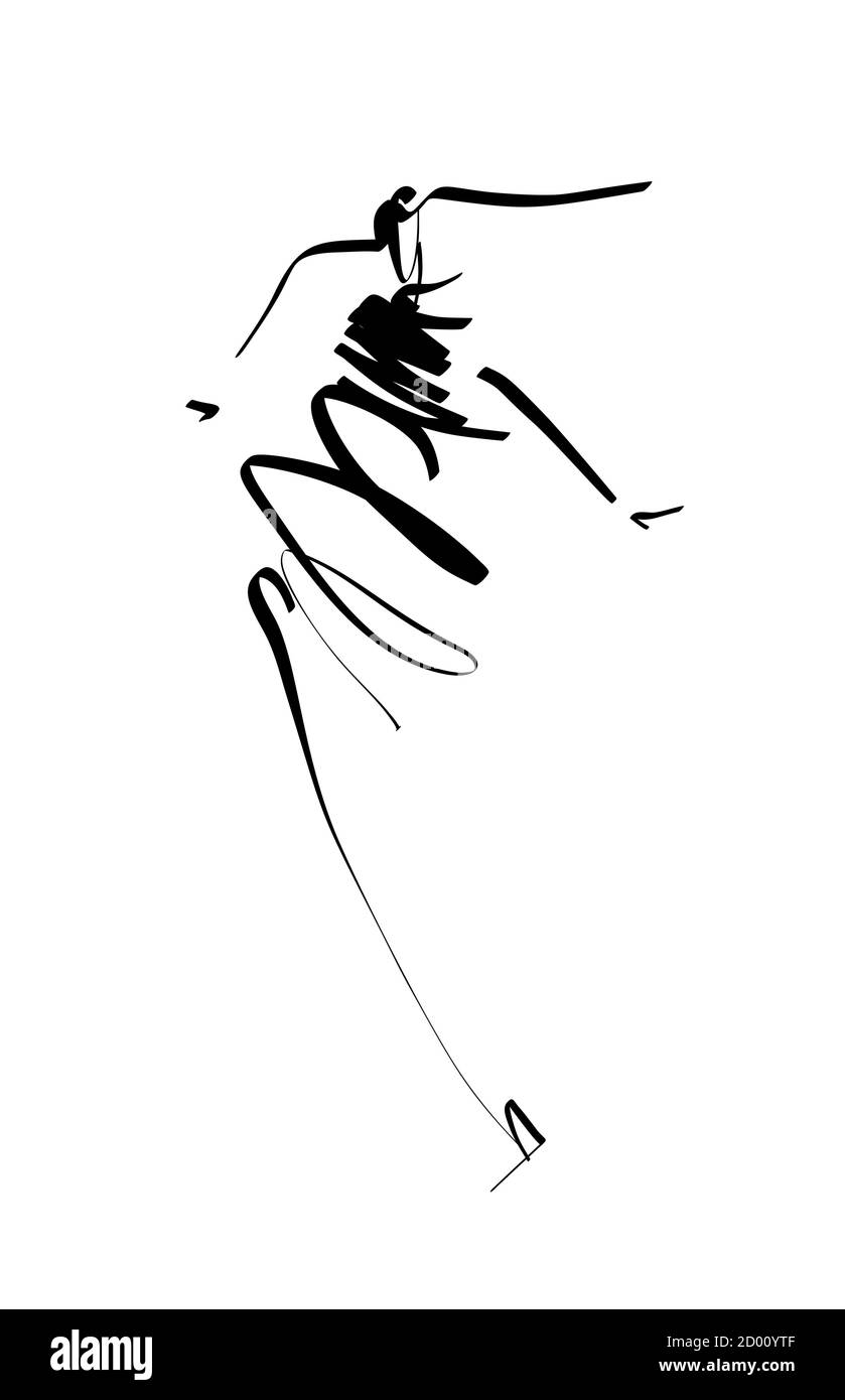 Moda ragazza Bozzetto disegnato a mano , silhouette stilizzata isolato. Vettore illustrazione moda disegnati a mano. Illustrazione Vettoriale