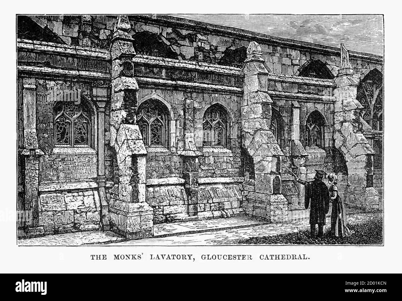 Cattedrale di Gloucester, Gloucestershire, Inghilterra, Ingraving vittoriano, 1840 Foto Stock