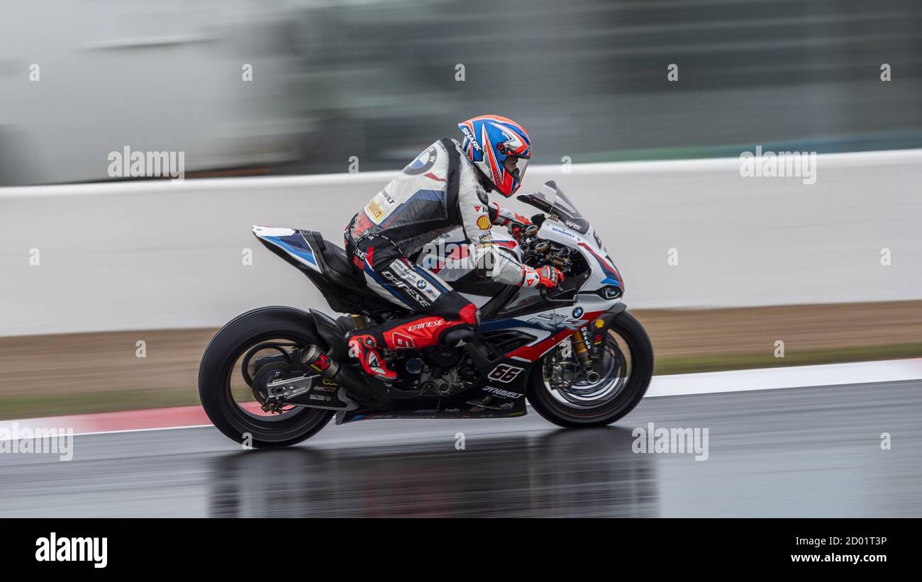 66 Tom Sykes BMW S1000 RR BMW Motorrad WorldSBK Team pioggia nel round 7 Pirelli French Round 2020, World Superbike - SBK, francia, magny c Foto Stock