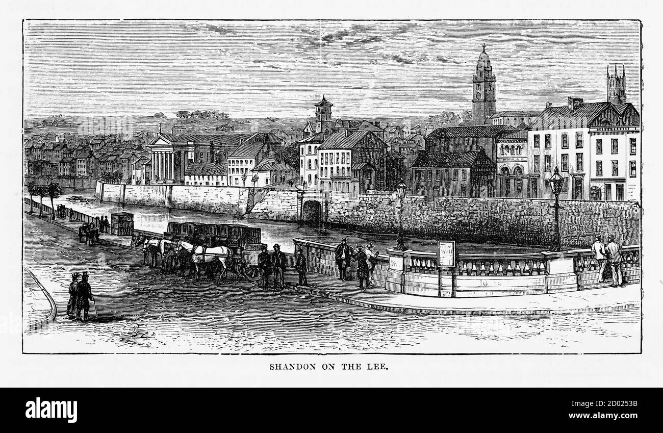 Shandon on the Lee, Cork, County Cork, Ireland Victorian Engraving, 1840 Foto Stock