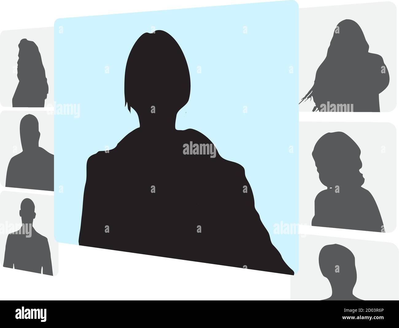 Schermata Video Conference (Conferenza video), persone che si collegano tra loro lavorando a distanza sul laptop Illustrazione Vettoriale