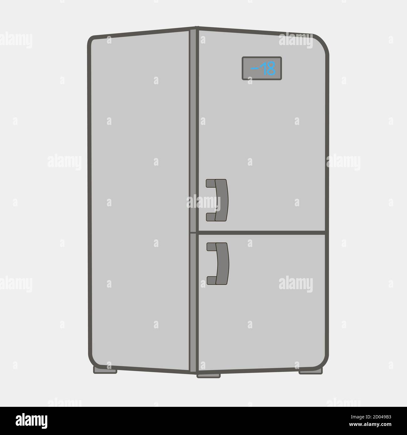 Frigorifero domestico e congelatore per la conservazione di alimenti. Illustrazione Vettoriale