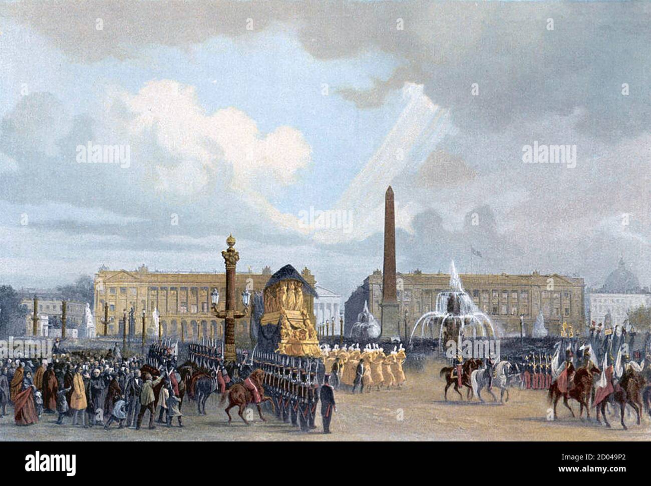 IL CORTEO FUNEBRE DI NAPOLEONE che attraversa Place de la Concorde, 15 dicembre 1840, dipinto da Jacques Guiaud Foto Stock