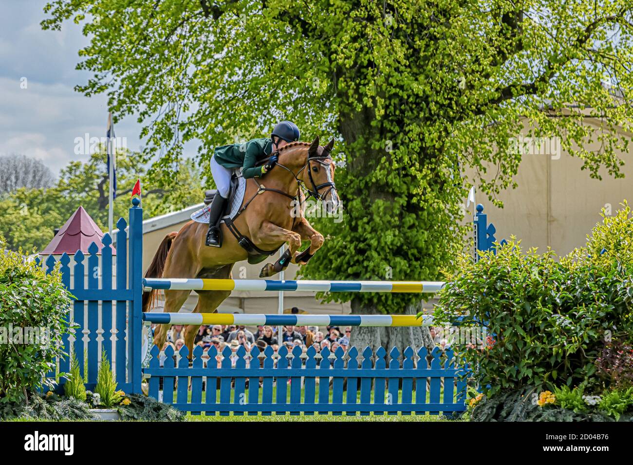 Clare Abbot Badminton Horse Trials Gloucester Inghilterra UK maggio 2019. Clare Abbot evento equestre in rappresentanza dell'Irlanda che cavalcano Euro Prince nel Badmint Foto Stock