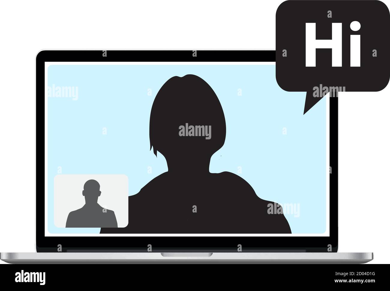 Videoconferenza, persone che si collegano tra loro lavorare in remoto sul laptop Illustrazione Vettoriale