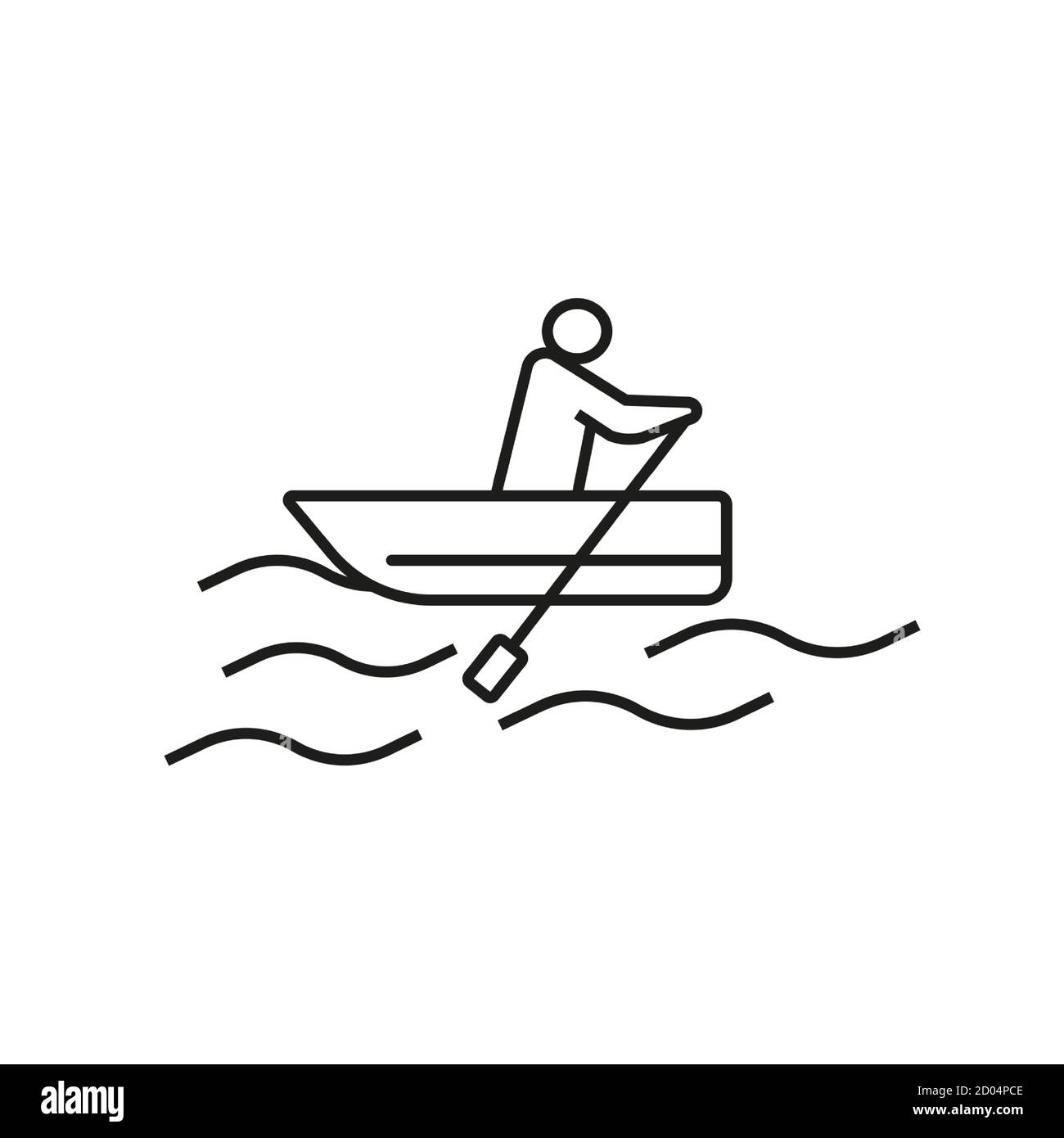 fisherman in un concetto di barca e app web. Un pescatore sottile in un'icona di concetto di barca può essere utilizzato per il web e per i dispositivi mobili. Icona Premium su sfondo bianco Illustrazione Vettoriale