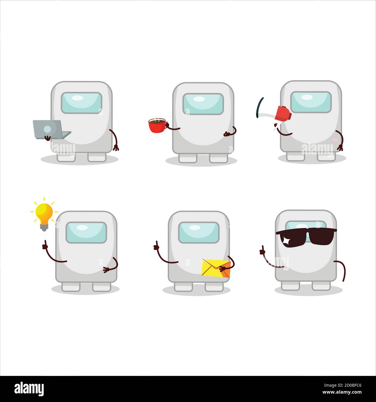 Tra noi cartoon bianco carattere con vari tipi di business emoticon Illustrazione Vettoriale