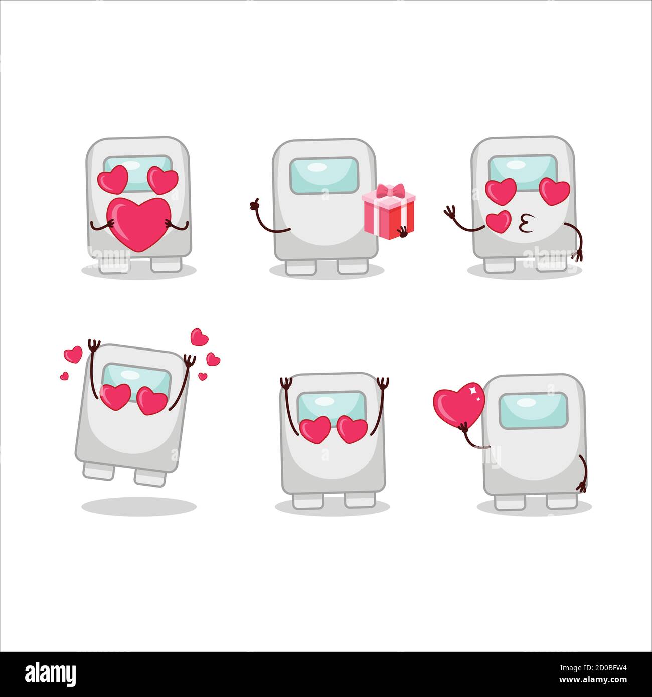 Tra noi cartoon bianco personaggio con amore simpatico emoticon Illustrazione Vettoriale