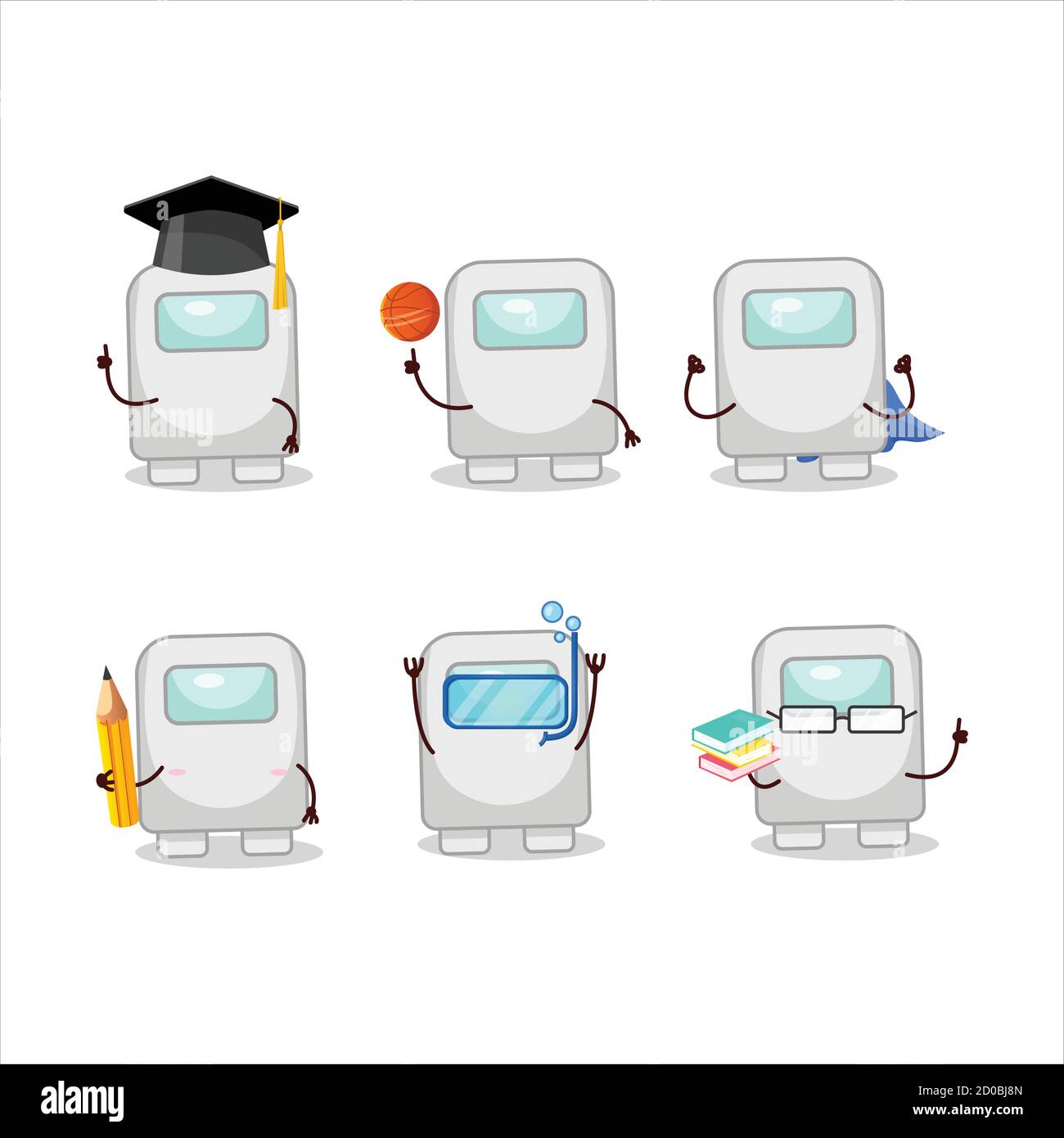 Studente di scuola di tra noi cartoon bianco carattere con vari espressioni Illustrazione Vettoriale