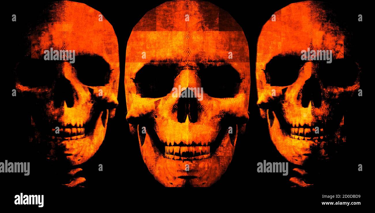 Cranio Grunge sfondo con Death Metal Art Foto Stock