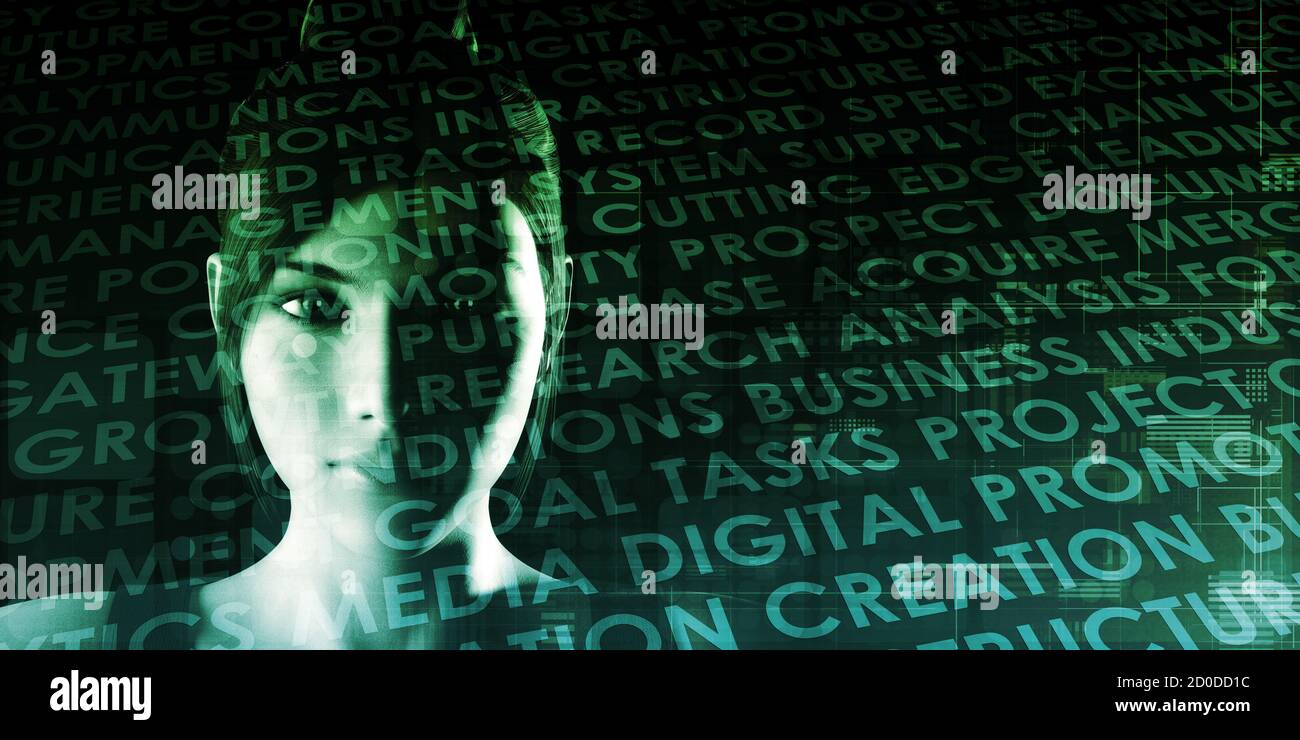 Dati Smart con soluzioni di rete virtuali Concept Art Foto Stock