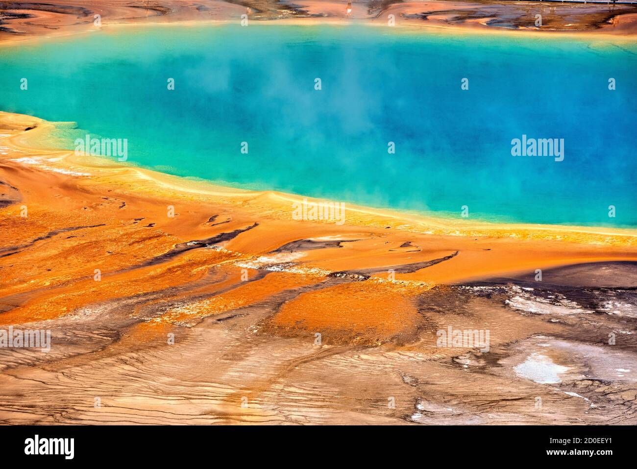 Le sorgenti termali calde Grand Prismatic, il bacino del Midway Geyser, il parco nazionale di Yellowstone, Wyoming, Stati Uniti Foto Stock