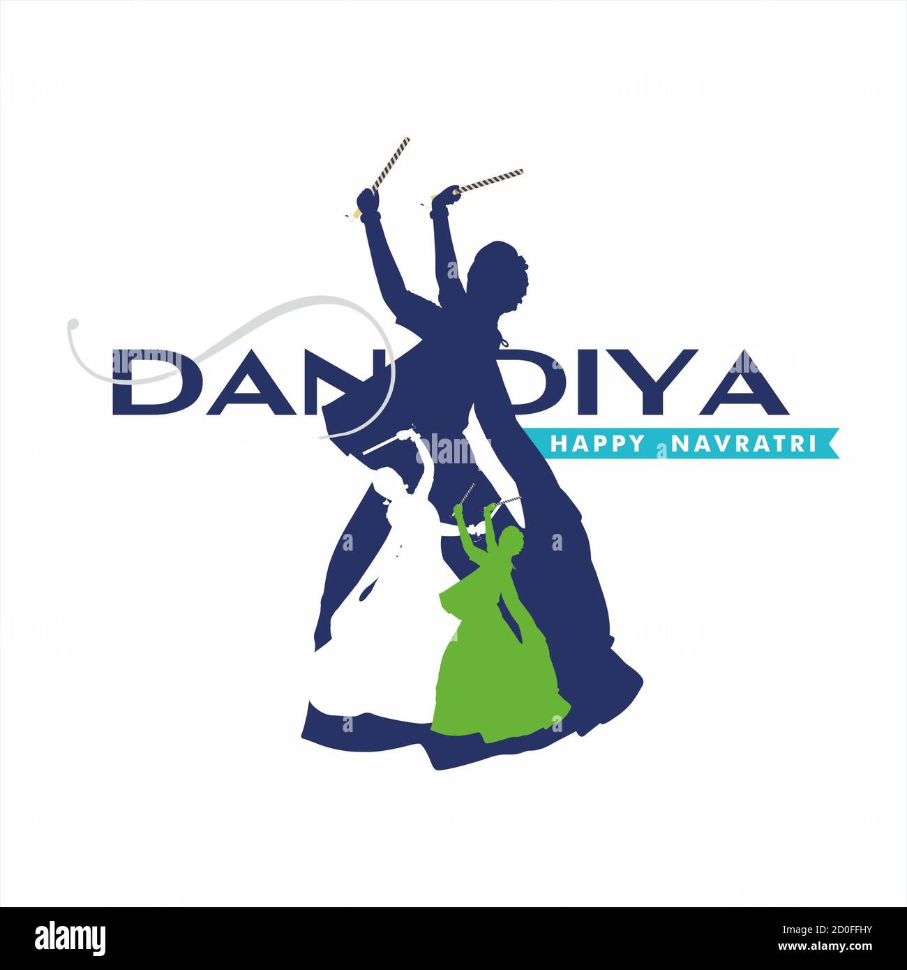 Dandiya Banner - Donna che gioca Dandiya Dance - un indiano Festival Foto Stock