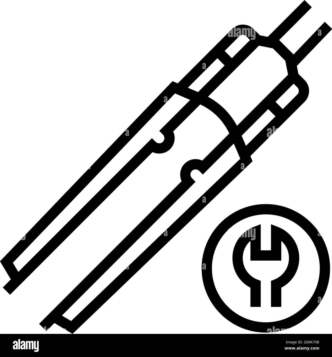 icona della linea di raddrizzatura della forcella per biciclette, illustrazione vettoriale Illustrazione Vettoriale