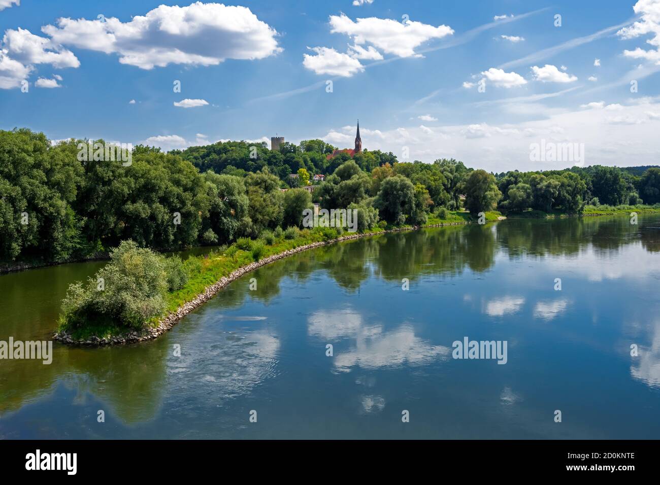 Paesaggio idilliaco sul Danubio in Baviera Foto Stock