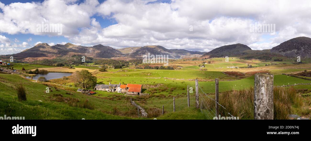 Vista panoramica a Ffestiniog, Gwynedd, Galles del Nord Foto Stock