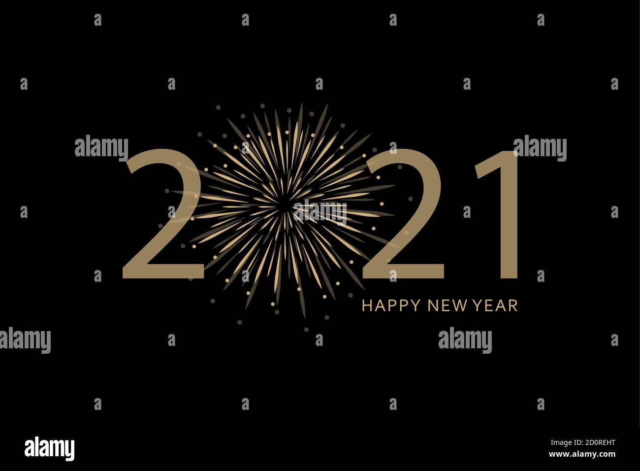 Felice anno nuovo 2021 tipografia con fuochi d'artificio vettore illustrazione EPS10 Illustrazione Vettoriale