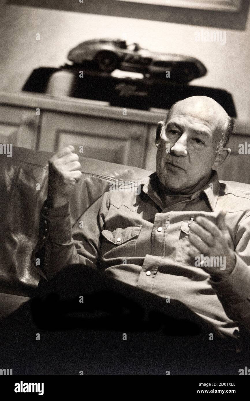 Sir Stirling Moss a casa a Londra. 1994 Foto Stock