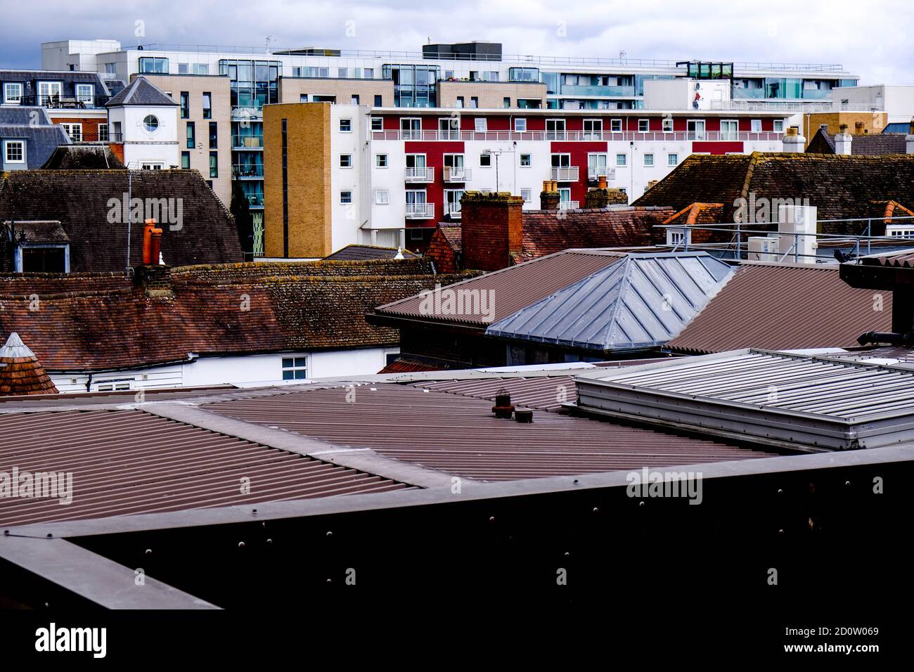 Londra UK, ottobre 03 2020, Epsom Town Center Roof Top Scenic View, senza persone Foto Stock