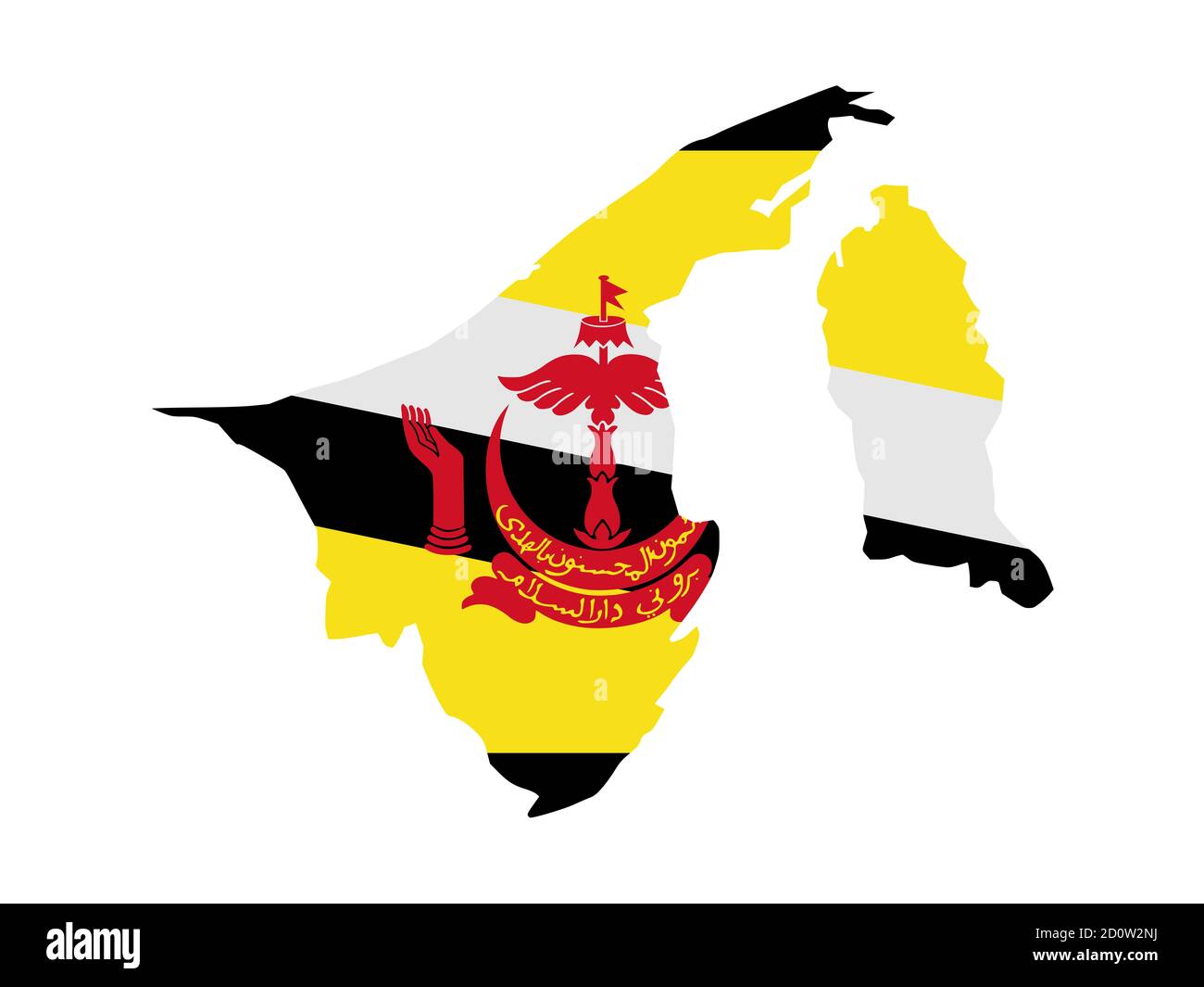 Bandiera in forma di paese geografico, Brunei Darussalam, Asia sudorientale, Asia Foto Stock