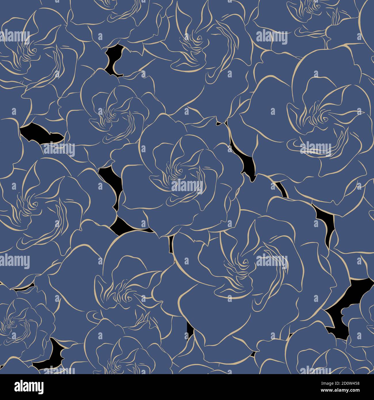 Gardenia fiori blu e beige motivo senza cuciture. Sfondo fiorito di lusso. Nobile illustrazione vettore ornamento fiorito. Disegno floreale astratto della superficie. Illustrazione. Illustrazione Vettoriale