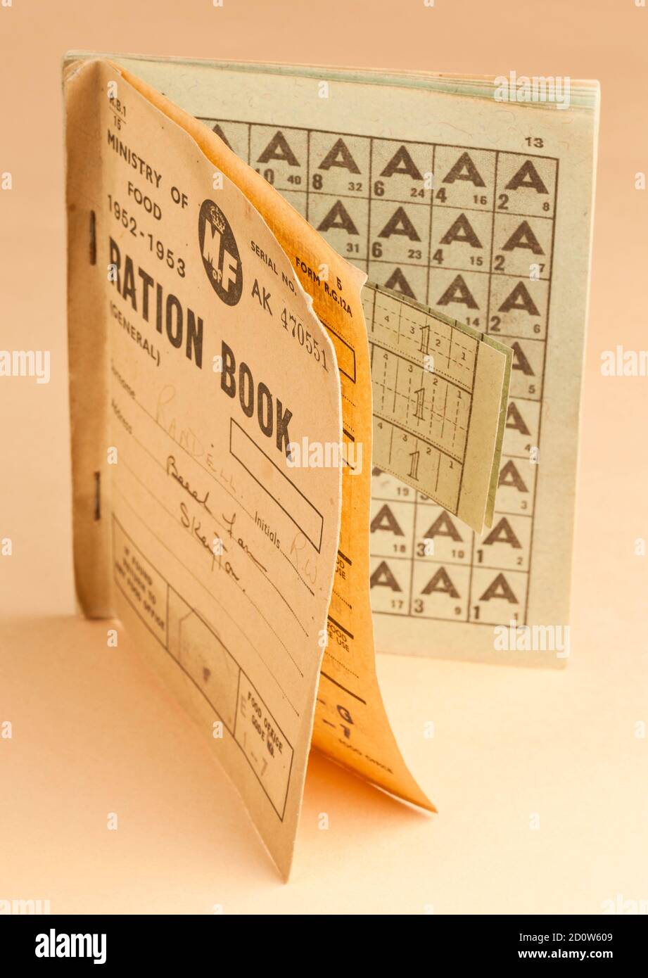 1953 a 1952 Ration Book Foto Stock