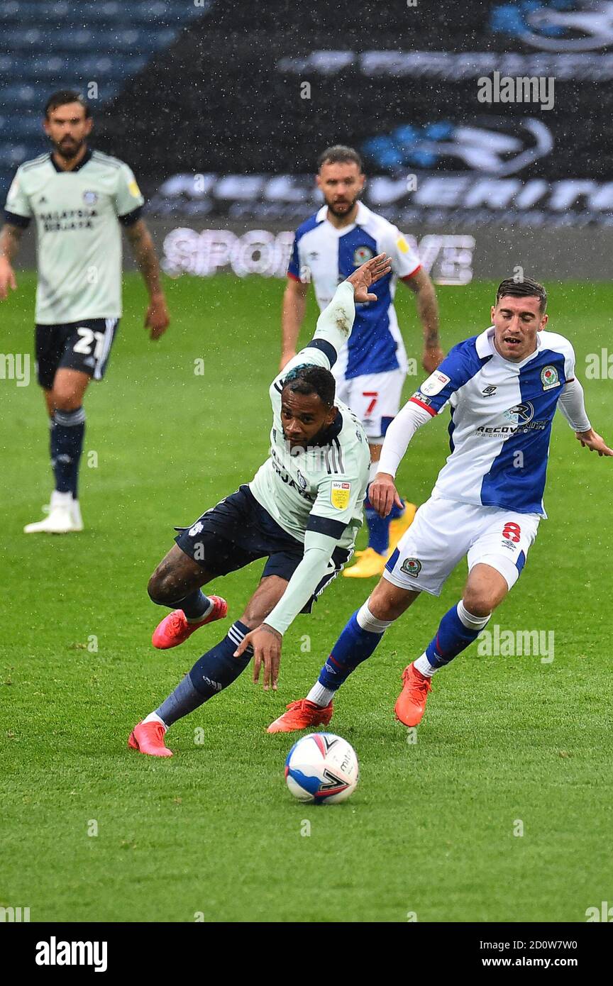 BLACKBURN, INGHILTERRA. 3 OTTOBRE Leandro Bacuna della città di Cardiff durante la partita del campionato Sky Bet tra Blackburn Rovers e Cardiff City a Ewood Park, Blackburn sabato 3 ottobre 2020. (Credit: Pat Scaasi | MI News) Credit: MI News & Sport /Alamy Live News Foto Stock