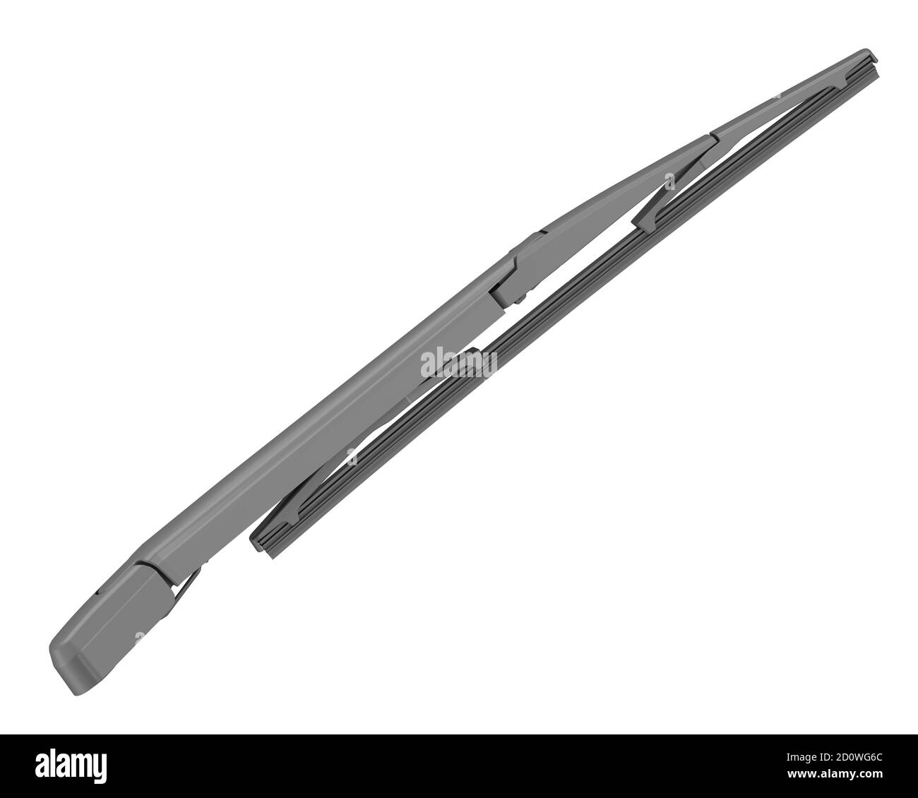 Spazzola del tergicristallo isolata su sfondo bianco. Dettaglio della vettura. Illustrazione 3D Foto Stock