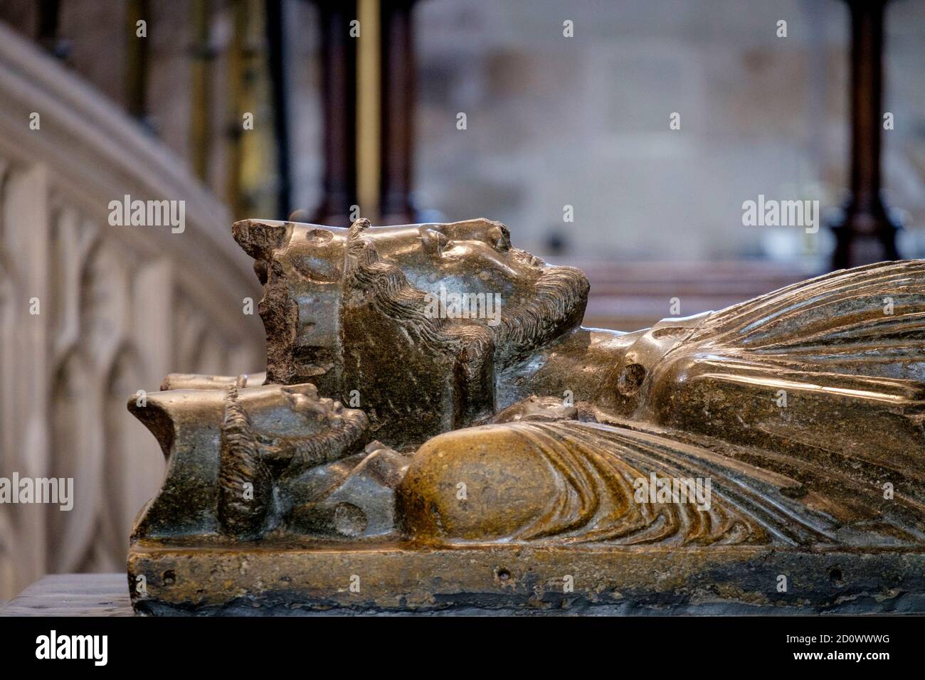 Tomba del re John Worcester Cattedrale la prima effigie reale In Inghilterra Foto Stock