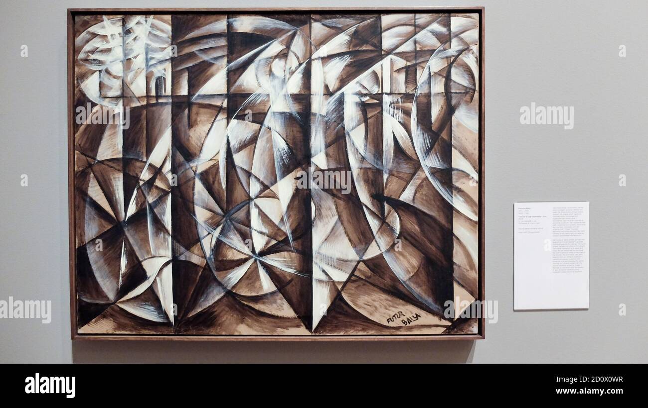 « velocità delle automobili e della luce » o « la velocità di un'automobile + la luce » da Giacomo balla nel 1913. Giacomo balla è un pittore e scultore italiano che si unisce Foto Stock