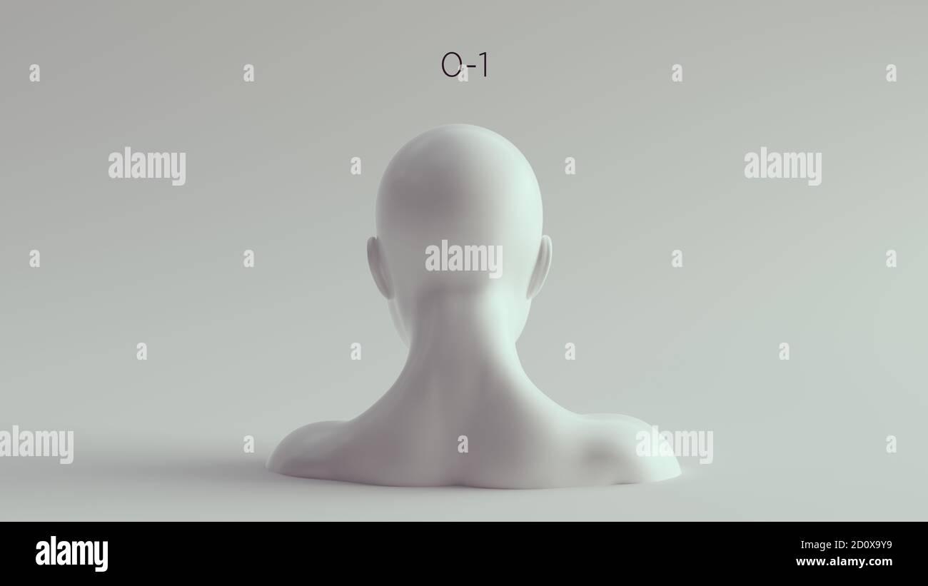 0-1 Binary femmina maschio bianco testa e spalle posteriore Visualizzare l'illustrazione 3d Foto Stock