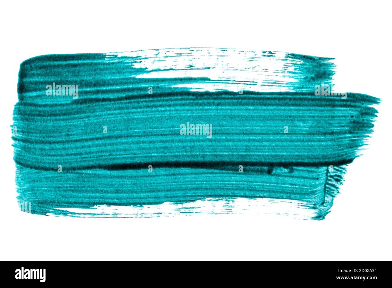 Tratti di pennello espressivi blu verde isolati su sfondo bianco Foto Stock