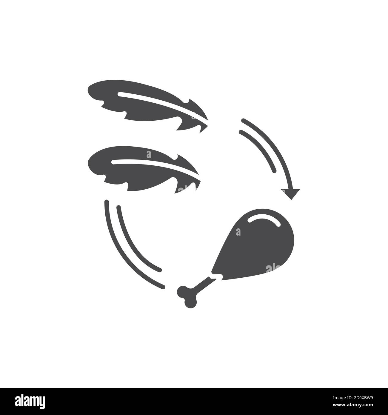 Fare carne da dna piume glifo nero icona. Il processo di creazione di carne da piume di dna. Biotecnologia e bioingegneria. Pittogramma per il Web Illustrazione Vettoriale