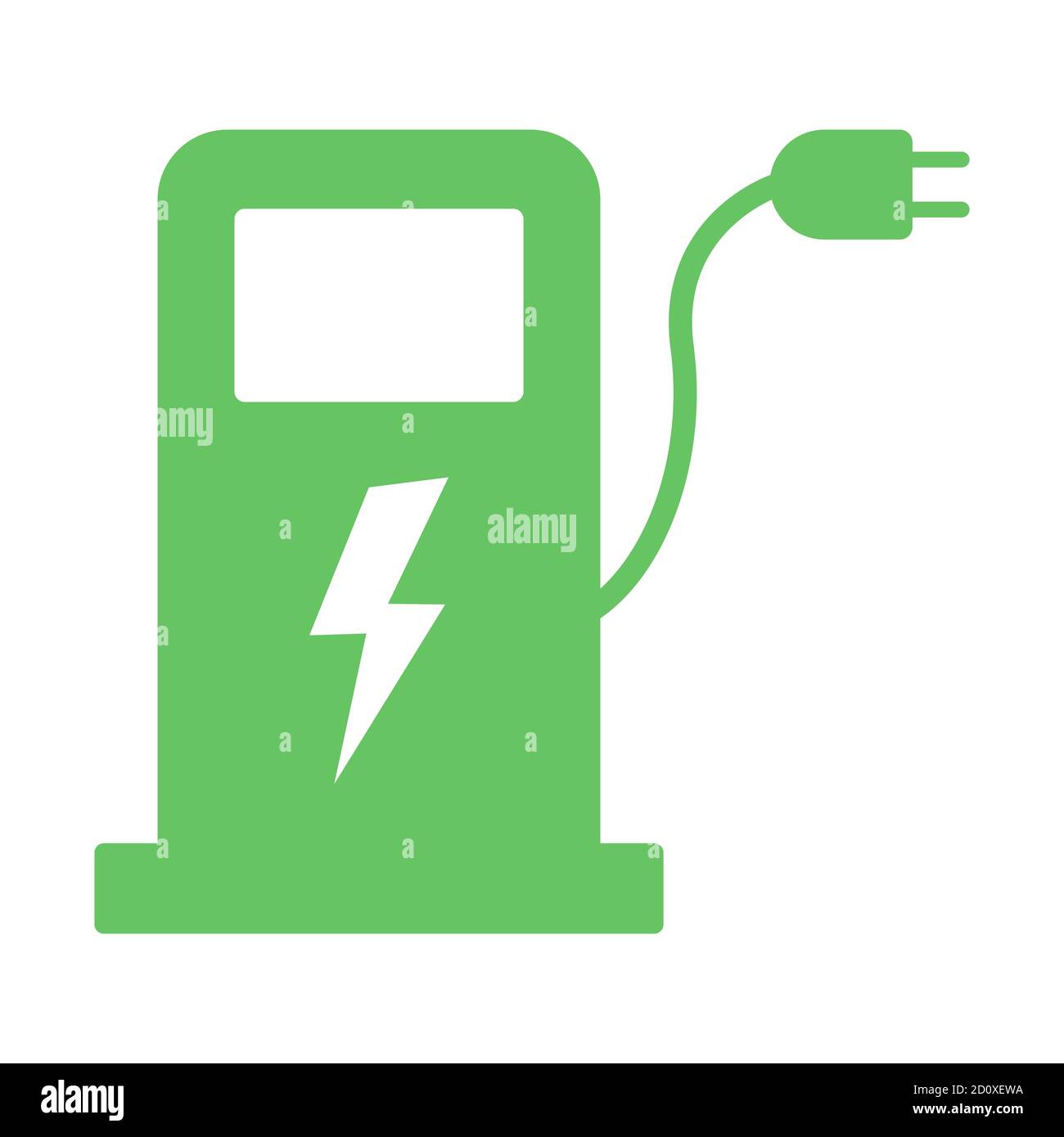 Icona della stazione della pompa di alimentazione elettrica. Punto di ricarica per veicoli ibridi simbolo di segno isolato Illustrazione Vettoriale